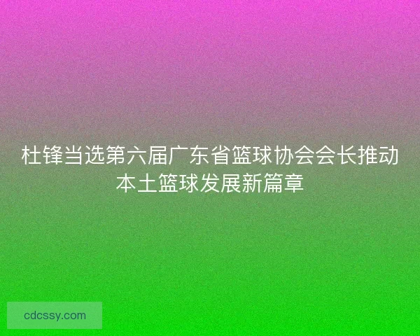 杜锋当选第六届广东省篮球协会会长推动本土篮球发展新篇章 杜锋当选第六届广东省篮球协会会长推动本土篮球发展新篇章